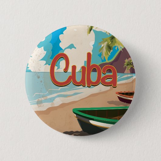 Cuba Vintage Travel Poster Button (Vorderseite)