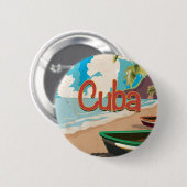 Cuba Vintage Travel Poster Button (Vorne & Hinten)
