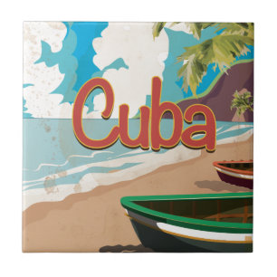Cuba Vintage Travel Poster Fliese