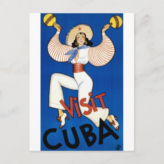 Cuba Vintage Travel Poster wiederbelebt Postkarte (Vorderseite)