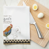 Cubalaya Rooster Black & Tan Karo Swirl Küche Handtuch (Viertel Falte)