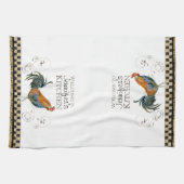 Cubalaya Rooster Black & Tan Karo Swirl Küche Handtuch (Horizontal)
