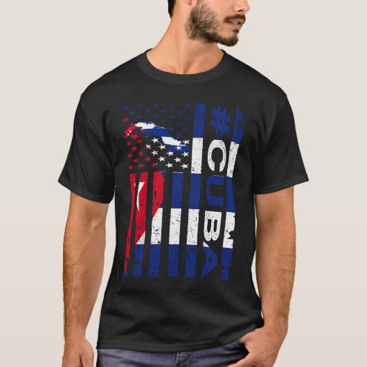 Cuban American Flag Cuba USA Pride T-Shirt (Vorderseite)