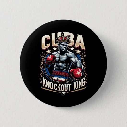 Cuban Boxing Knockout King Cuba Crown Button (Vorderseite)
