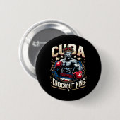 Cuban Boxing Knockout King Cuba Crown Button (Vorne & Hinten)