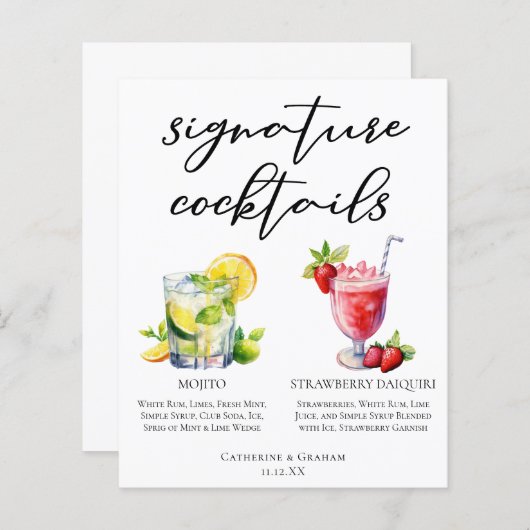 Cuban Cocktails Mojito Strawberry Daiquiri Menü (Vorne/Hinten)