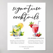 Cuban Cocktails Mojito Strawberry Daiquiri Menü Poster (Vorne)