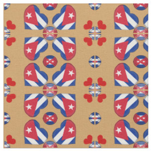 Cuban Flag & Cuba Heart Fashion Fabric Stoff
