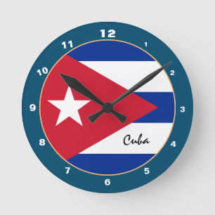 Cuban Flag & Cuba trendige Mode /Design-Uhr Runde Wanduhr