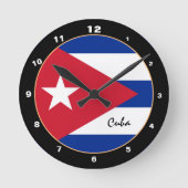 Cuban Flag & Cuba trendige Zuhause-/Design-Uhr Runde Wanduhr (Vorderseite)