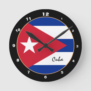 Cuban Flag & Cuba trendige Zuhause-/Design-Uhr Runde Wanduhr