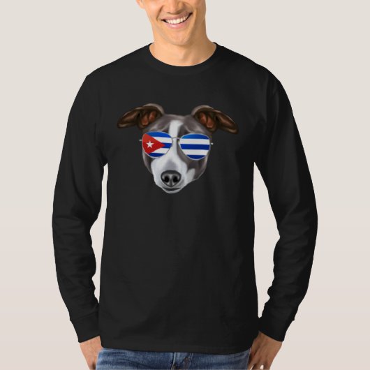 Cuban Flag Italian Greyhound Dog Cuba Pocket T-Shirt (Vorderseite)