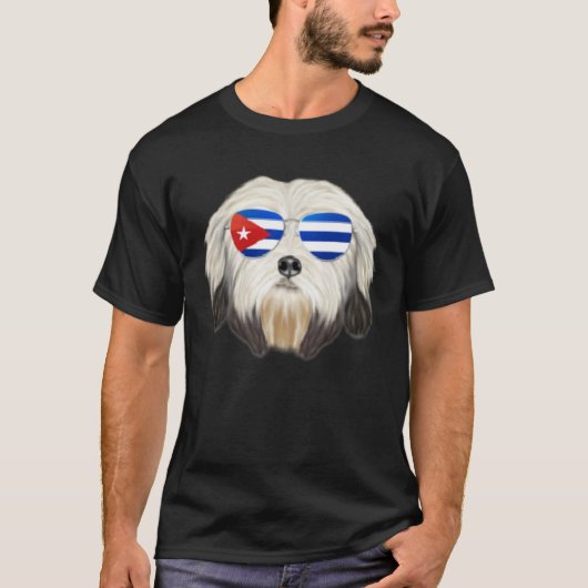 Cuban Flag Lowchen Dog Cuba Pocket T-Shirt (Vorderseite)