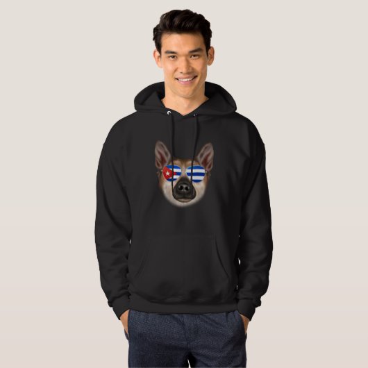 Cuban Flag Norwegian Buhund Dog Cuba Pocket Hoodie (Vorne ganz)