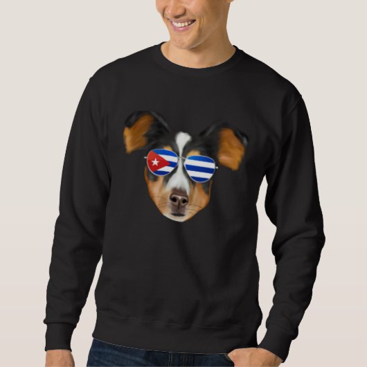Cuban Flag Shetland Sheepdog Dog Cuba Pocket Sweatshirt (Vorderseite)