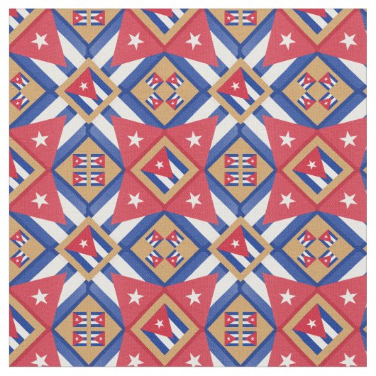 Cuban Flag & Trendy Cuba Fabric Mode GLD Stoff (Nahaufnahme)