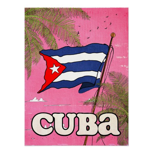 Cuban Flag Vintage Travel Poster (Vorderseite)