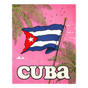 Cuban Flag Vintage Travel Poster