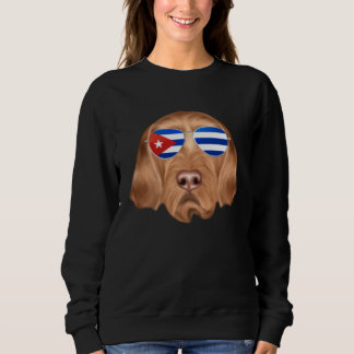 Cuban Flag Wirehaired Vizsla Dog Cuba Pocket Sweatshirt