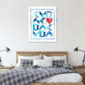 Cuban Heart Stretched Canvas Print Leinwanddruck (Insitu (Schlafzimmer))