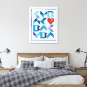 Cuban Heart Stretched Canvas Print Leinwanddruck (Insitu (Schlafzimmer))