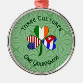 Cuban Irish American Flags Kleeblatt Ihr Name Ornament Aus Metall (Vorne)
