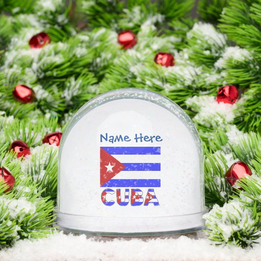 Cuban kubanische Flaggen Blaue Personalisierte Str Schneekugeln (Weihnachten)