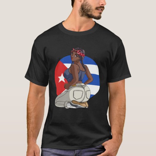 Cubana Strong Latin Girl Cuba Flag Pride T-Shirt (Vorderseite)