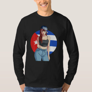 Cubana Strong Latin Girl Patria Cuba Flag Pride Sw T-Shirt