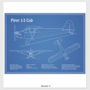Cube Airplane - Airplane Blueprint Plans AD Aufkleber