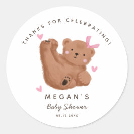 Cube Bear Girl Baby Shower Woodland Runder Aufkleber