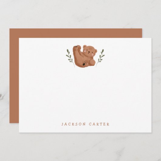 Cube Bear Woodland Dankeskarte (Vorne/Hinten)