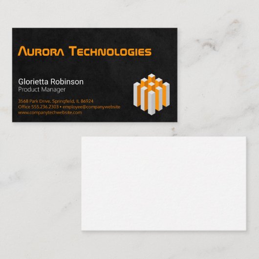 Cube Geometric-Logo | Corporate Tech-Stil Visitenkarte (Vorne/Hinten)