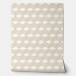 Cube isometric geometric pattern - earthtones crem tapete