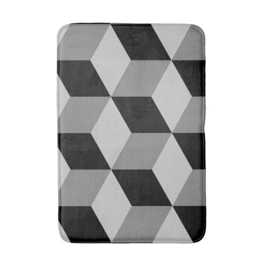 Cube Large Pattern Black & Grays Badematte (Vorderseite Vertikal)