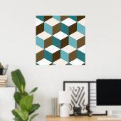 Cube Lg Ptn Teals Brown Creme & White Poster (Heimbüro)
