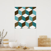 Cube Lg Ptn Teals Brown Creme & White Poster (Küche)