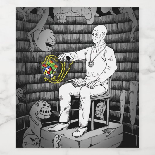 Cube Magie mit Monstern Weinetikett (Einzelnes Label)