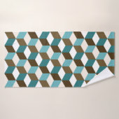Cube Muster Teals Brown Creme & White Badehandtuch (Badehandtuch)