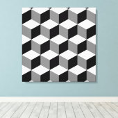 Cube Pattern Schwarz-weiß & grau Leinwanddruck (Insitu (Holzboden))