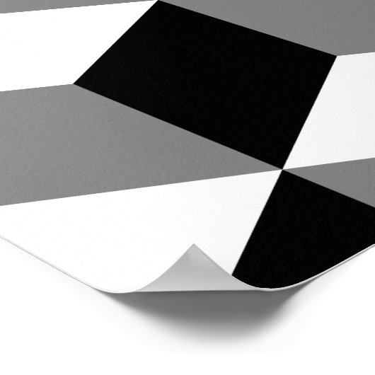 Cube Pattern Schwarz-weiß & grau Poster (Ecke)