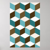 Cube Pattern Teals Browns White Poster (Vorne)