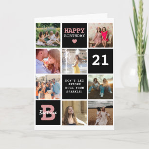 Cube Personalisiert Text & Foto Grid Geburtstag Karte