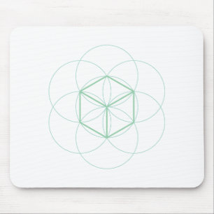 Cube Sacred Geometry Mouse Pad - Green Hexahedron Mousepad
