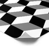 Cube Small Repeat Pattern Black White & Grey Poster (Ecke)