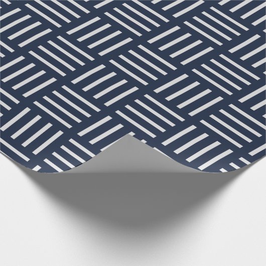 Cubes Blue White Minimal Muster Geschenkpapier (Ecke)