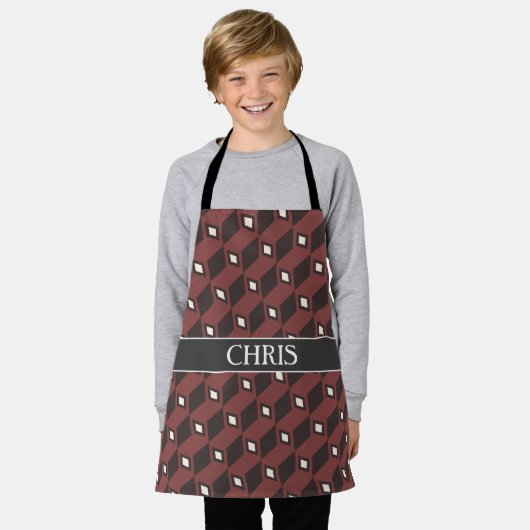 Cubes Brown Black Minimal Muster Schürze (Getragen)