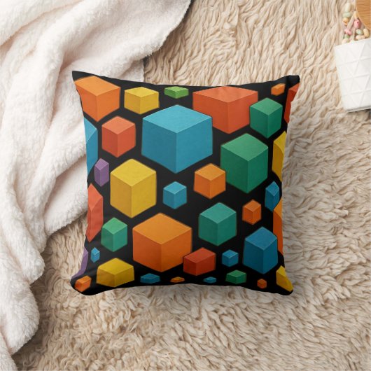 Cubes galore on black Throw Cushion Kissen (Decke)
