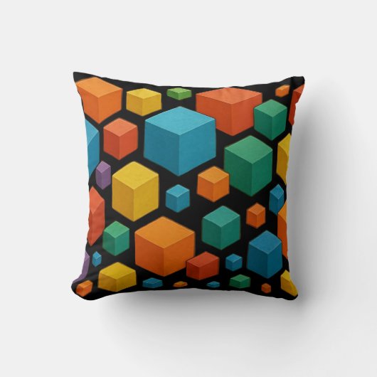 Cubes galore on black Throw Cushion Kissen (Vorderseite)