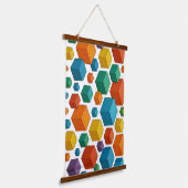 Cubes galore Wood Topped Wall Tapestry Wandteppich Mit Holzrahmen (Gewinkelt)